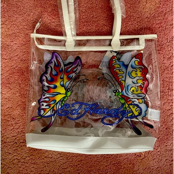 New- Ed Hardy butterfly clear tote bag -Handbag ❤️MSRP$159 - Picture 6 of 13